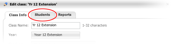 Select the students tab
