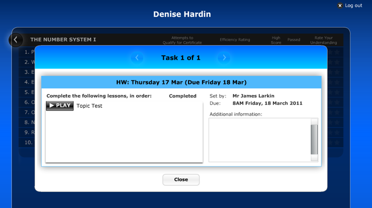 What the student sees