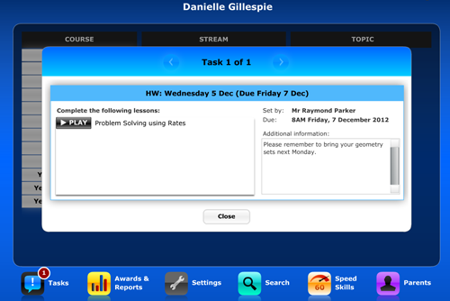 What the student sees